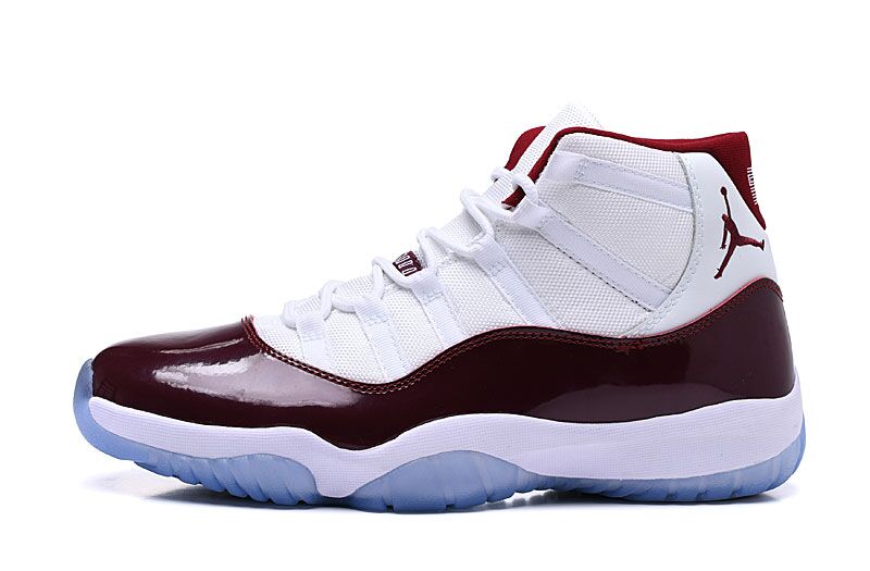 air jordan 11 (XI) retro shoes men-white/wine red